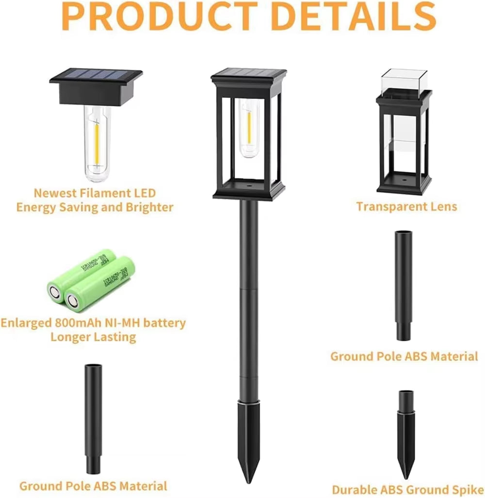 Outdoor Solar Pathway Lights IP65 Waterproof Solar Garden Lights Landscape Path Lights for Yard Lawn Patio Walkway