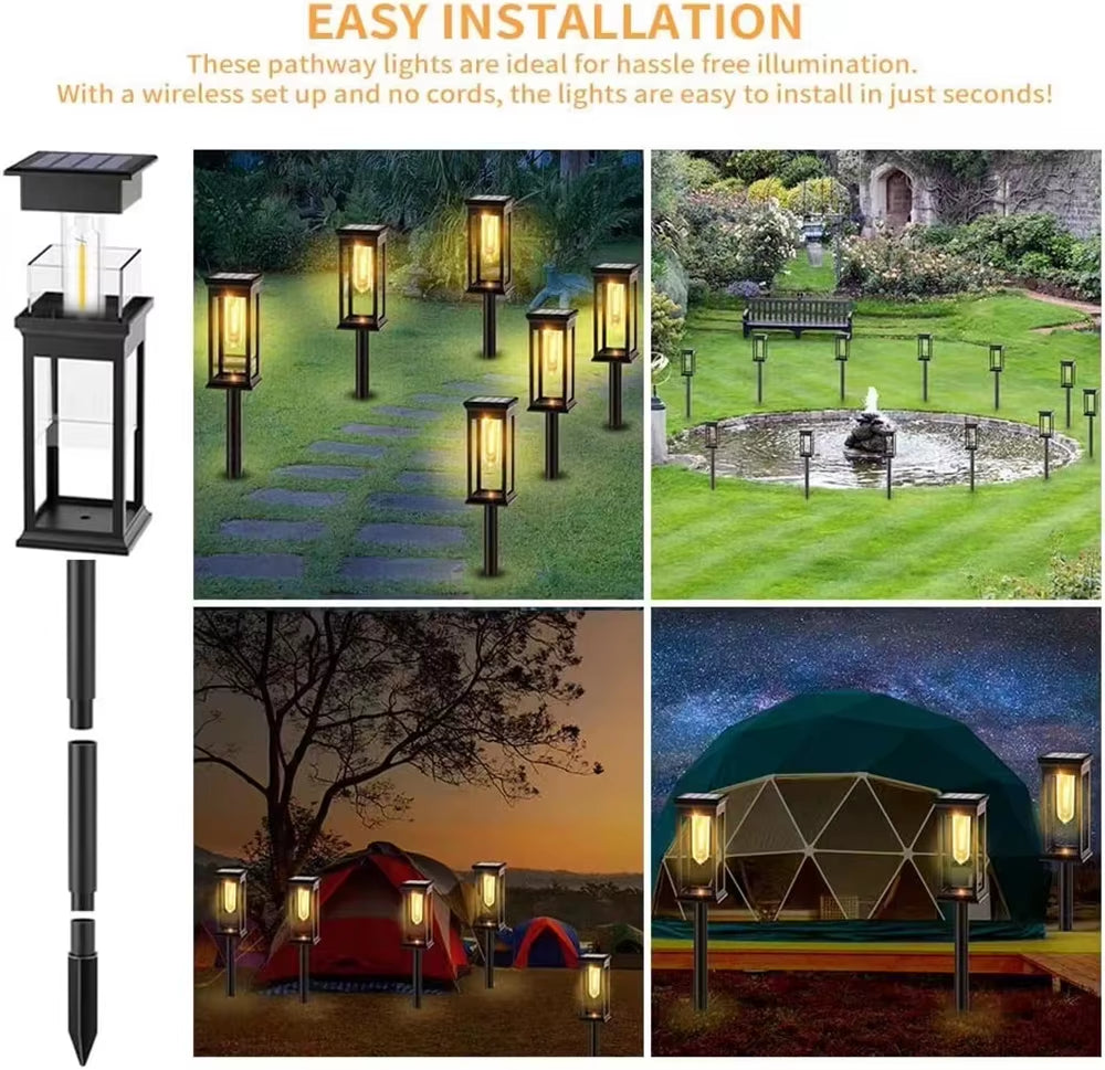 Outdoor Solar Pathway Lights IP65 Waterproof Solar Garden Lights Landscape Path Lights for Yard Lawn Patio Walkway